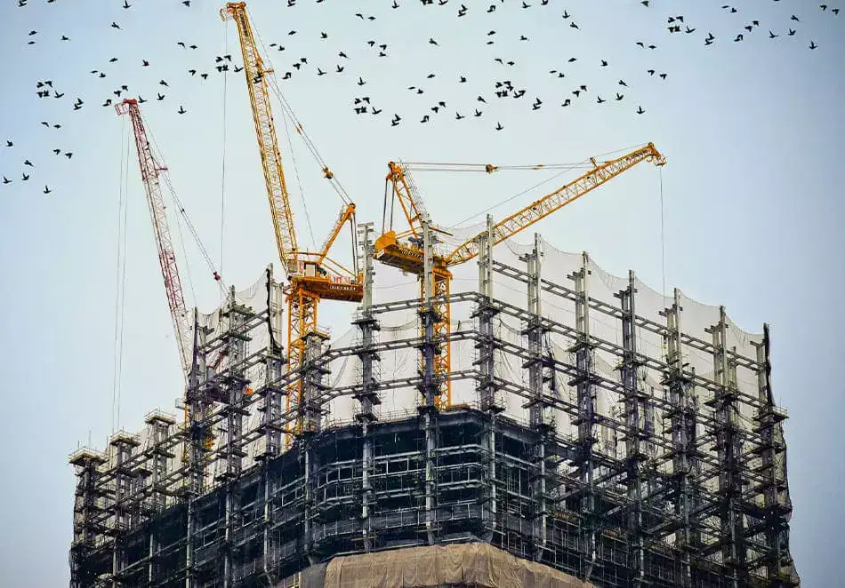 Construction site protected by remote video monitoring